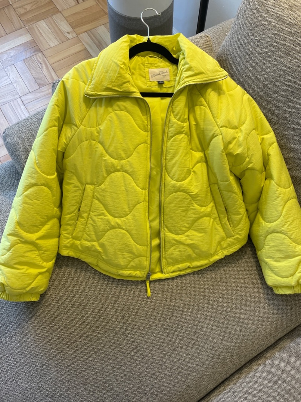 Neon Yellow Quilted Spring Puffer